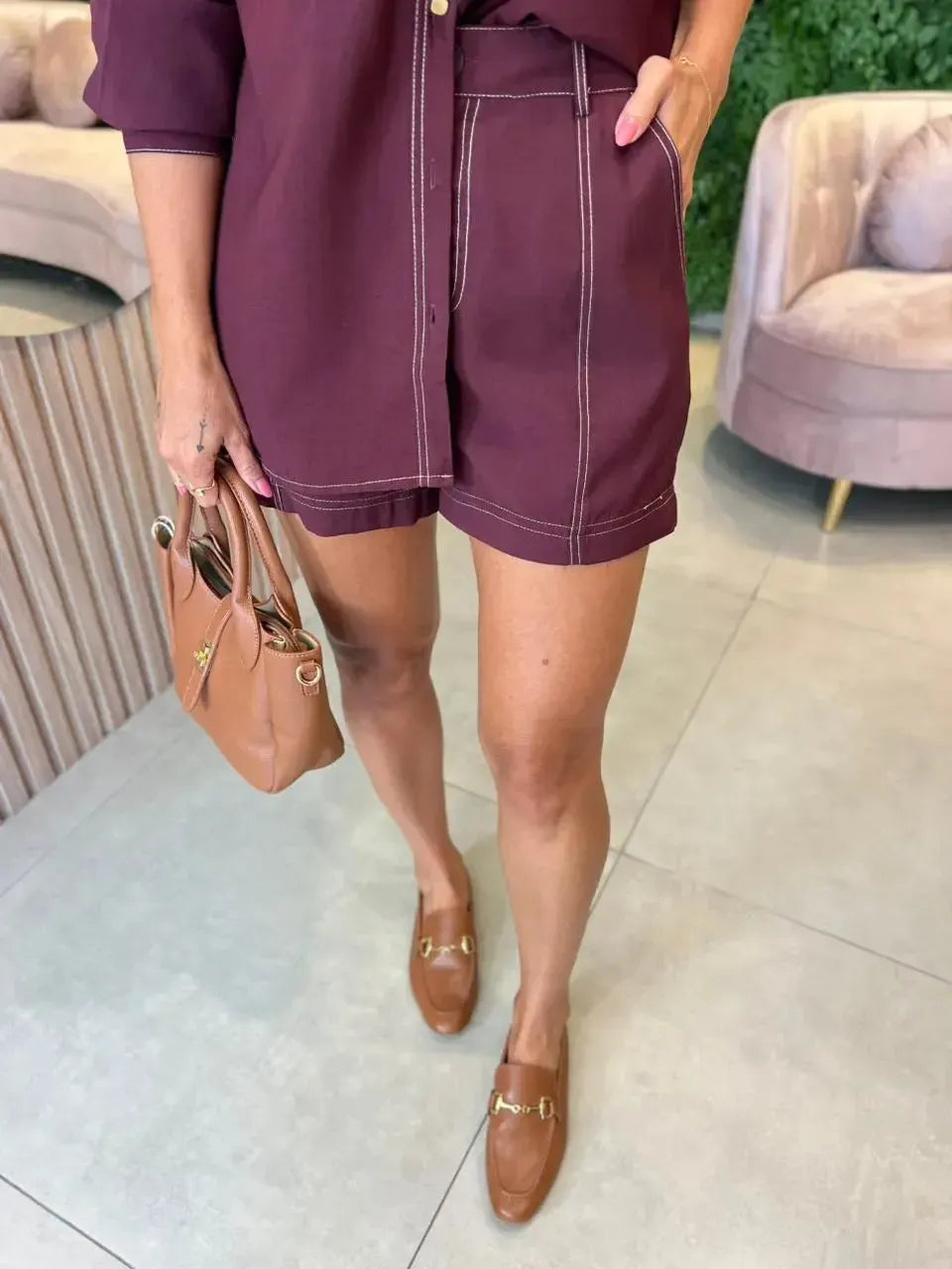 Shorts Pespontado, Marsala