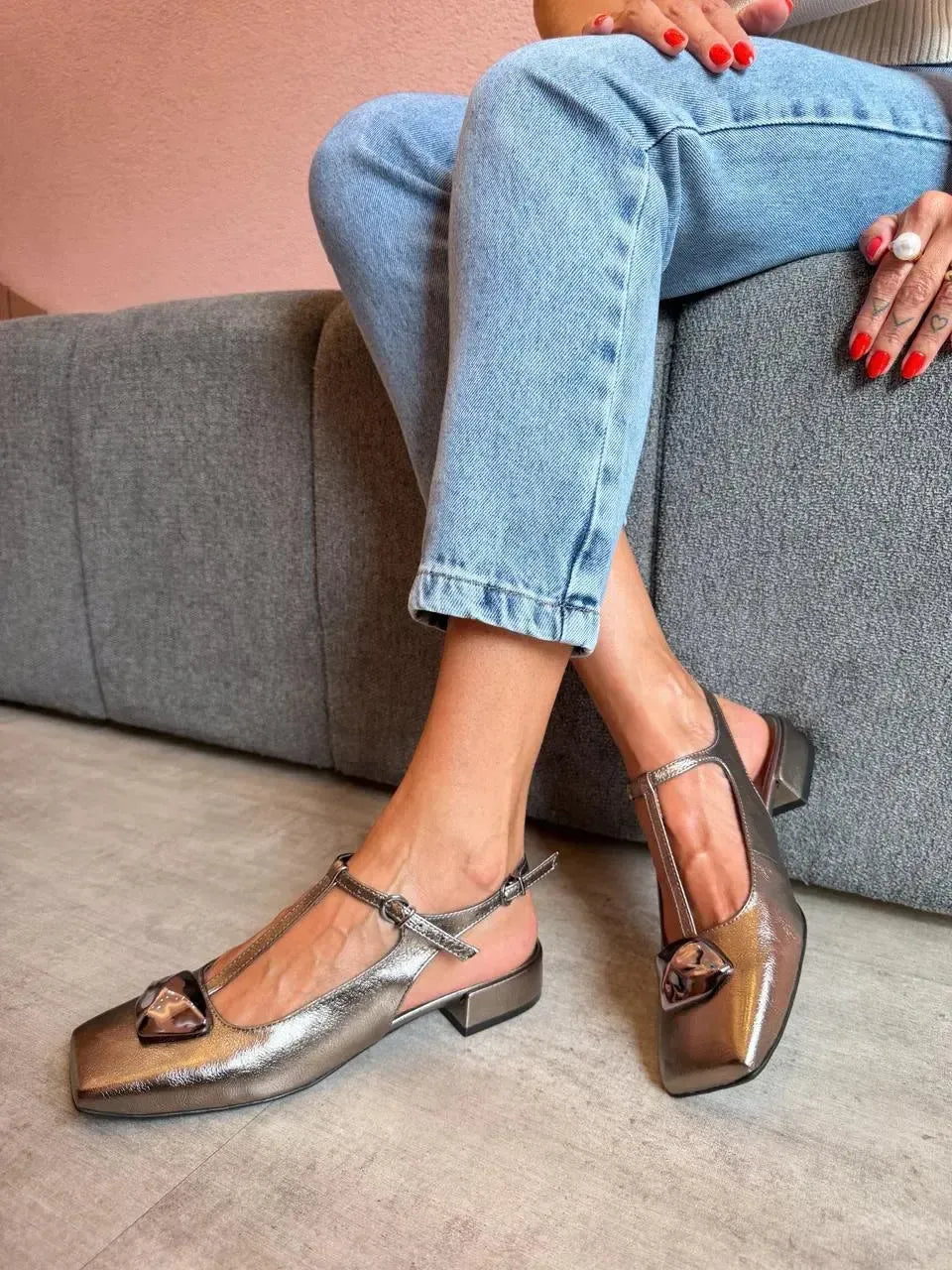 Slingback Alycia, Prata Velho