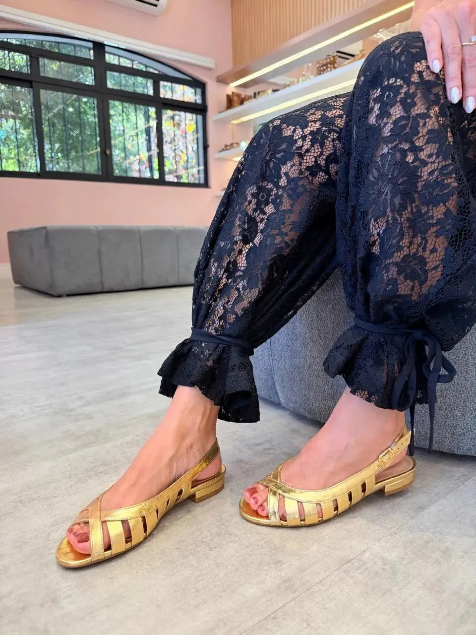 Slingback Cora, Dourado