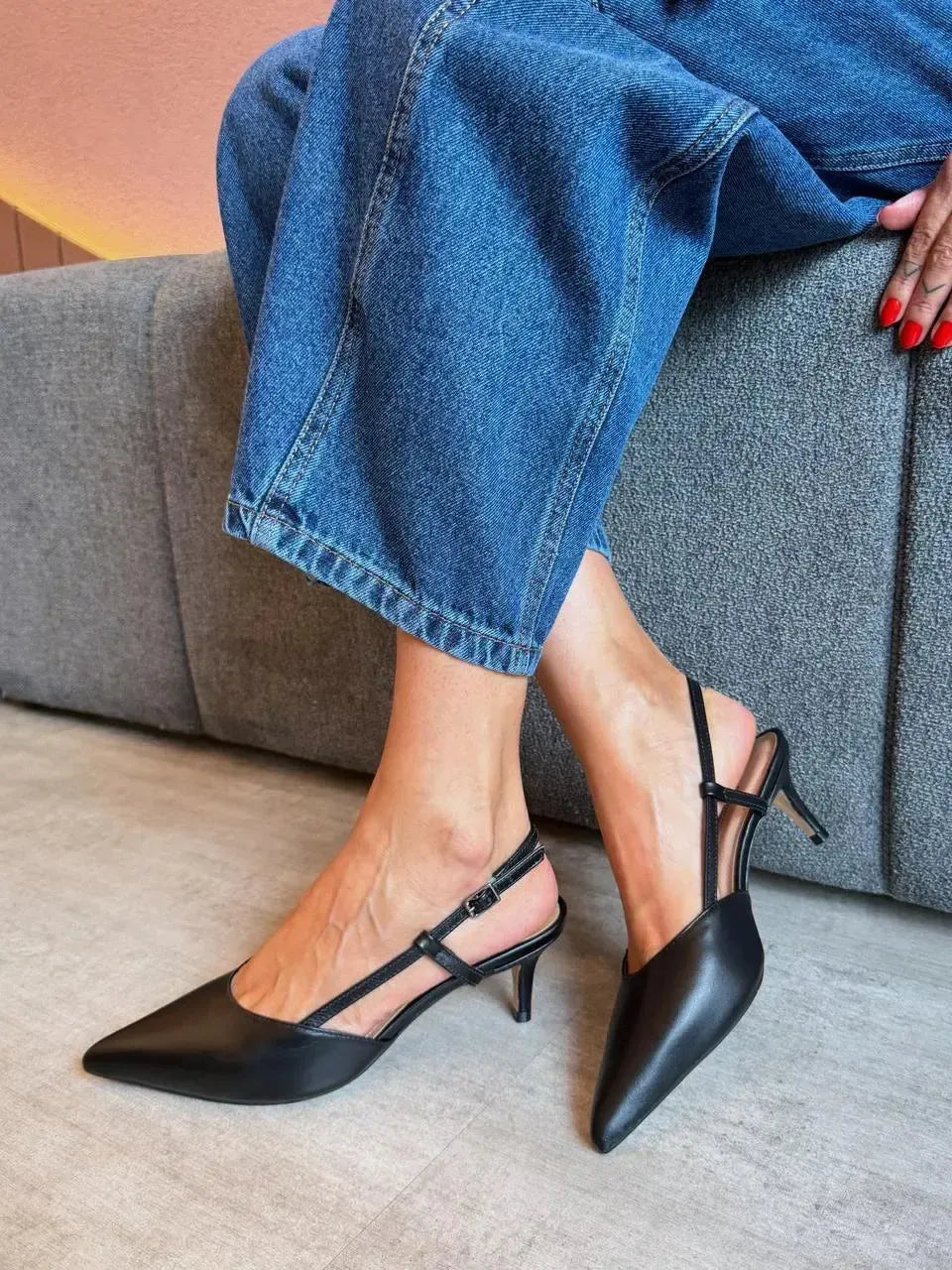 Slingback Preta