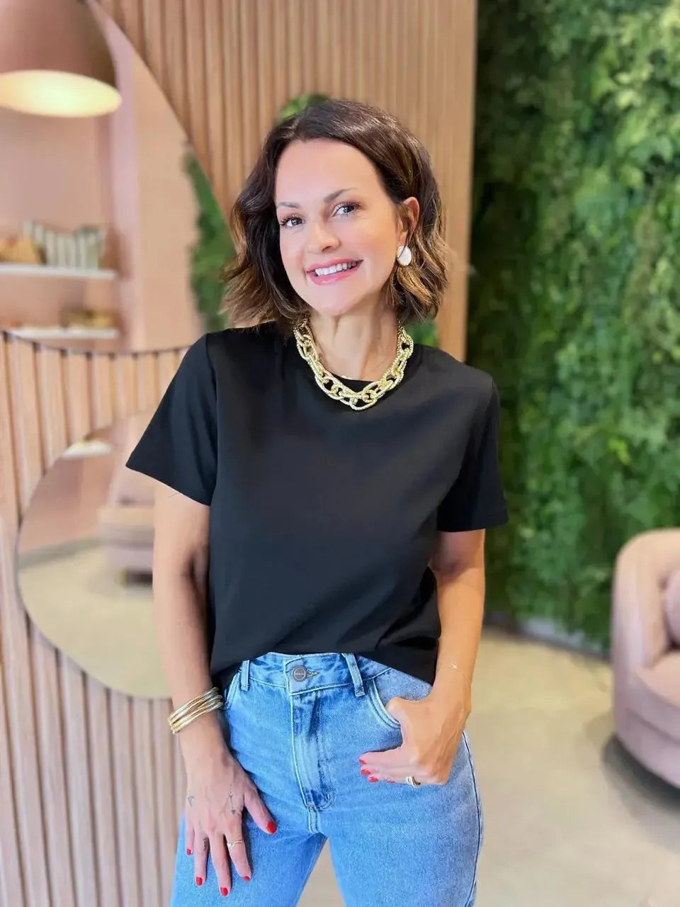 T-Shirt em Algodão, Preta