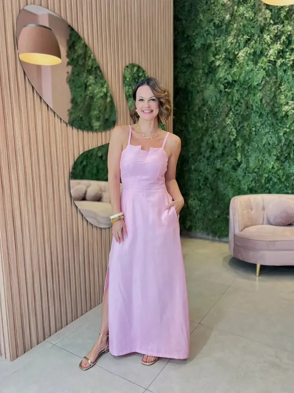 Vestido Alcinha em Marrante, Rosa