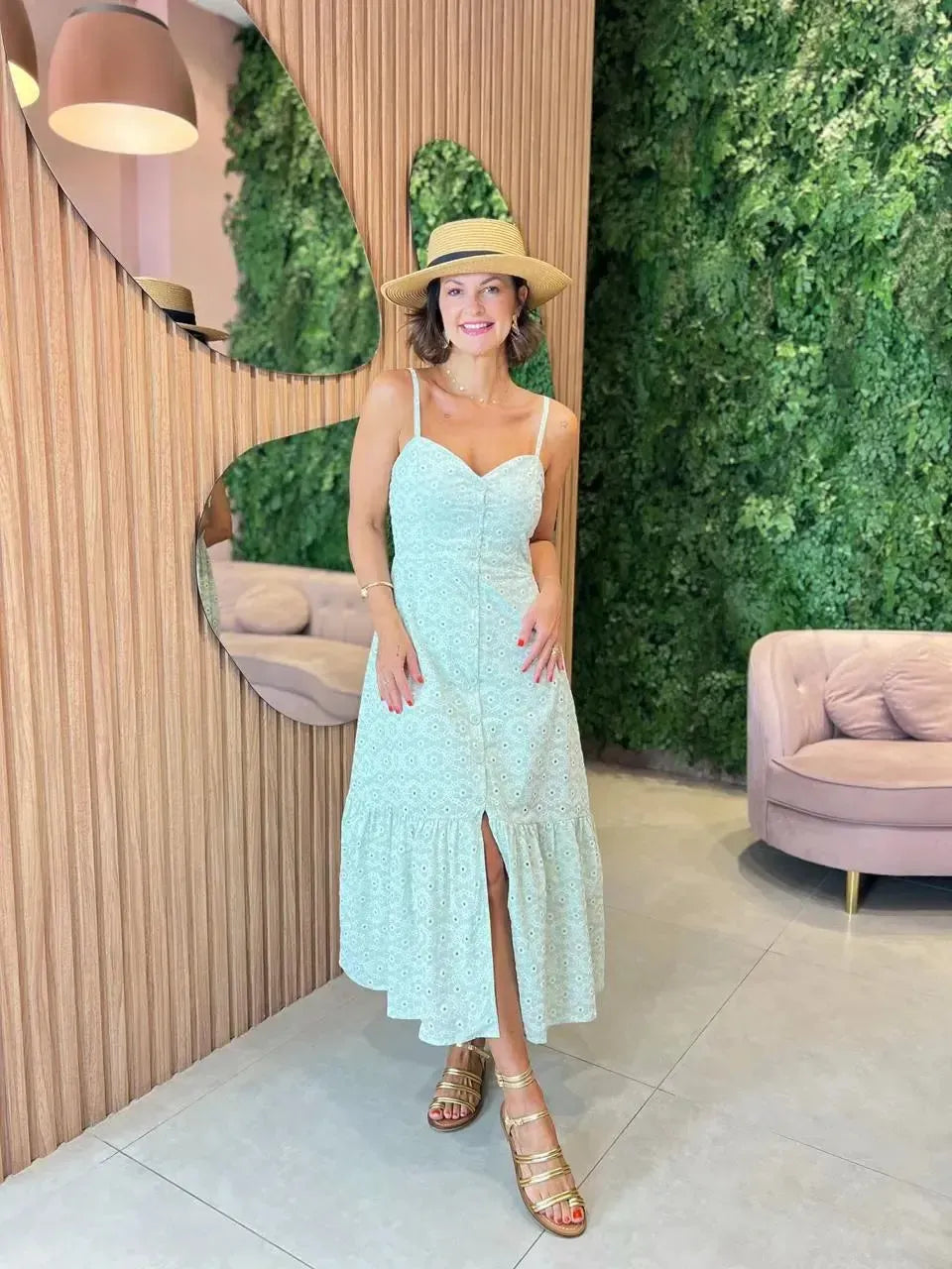 Vestido Chemise em Viscose, Verde Menta