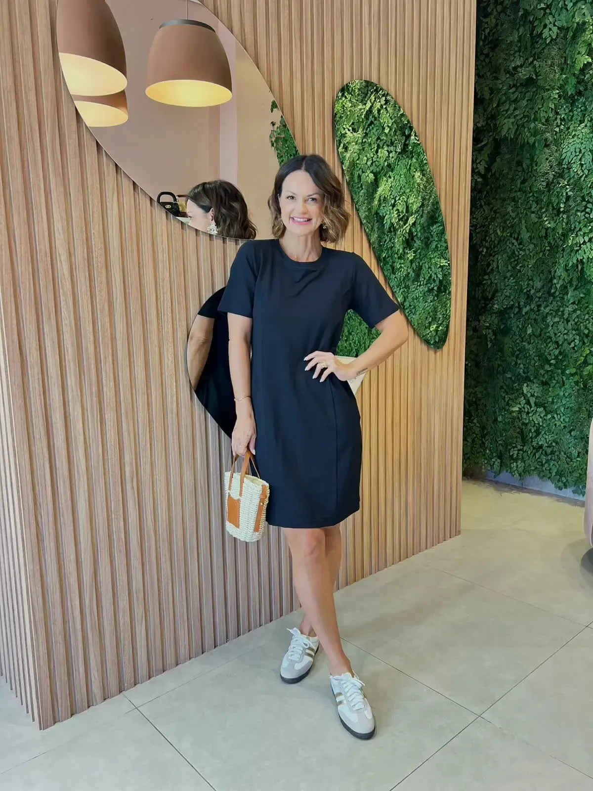 Vestido Em Moletinho Com Bolso, Preto