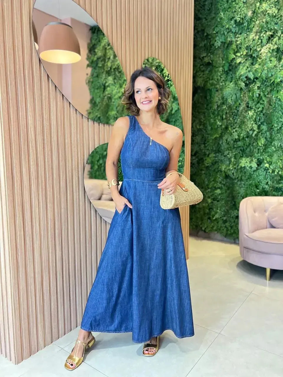 Vestido Jeans Ombro Só