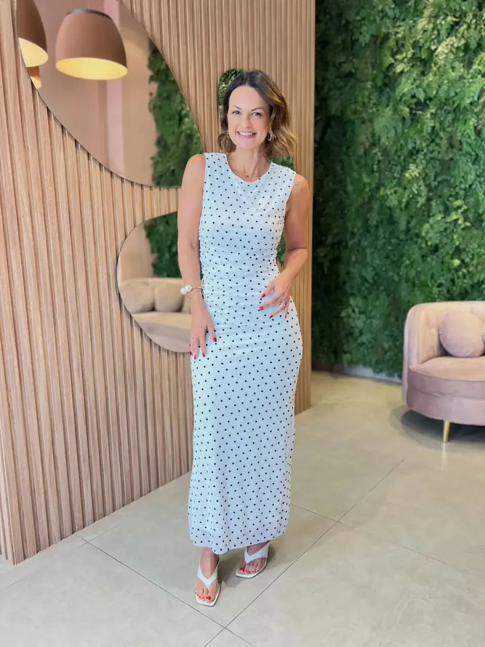 Vestido Regata em Tule Mini Poa, Branco