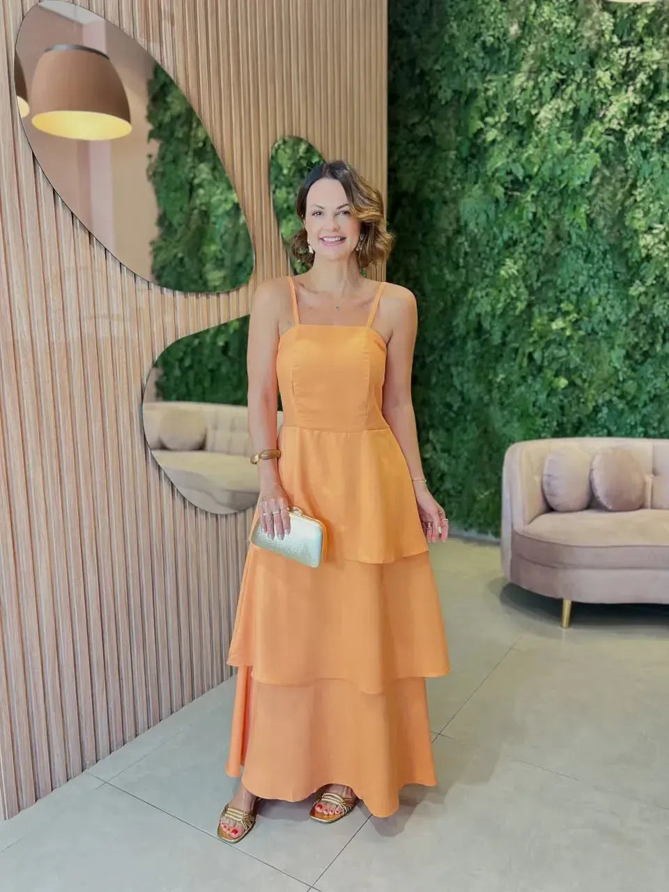 Vestido em Camadas, Laranja