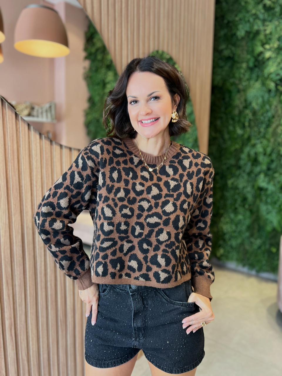 Tricot Animal Print,  Marrom