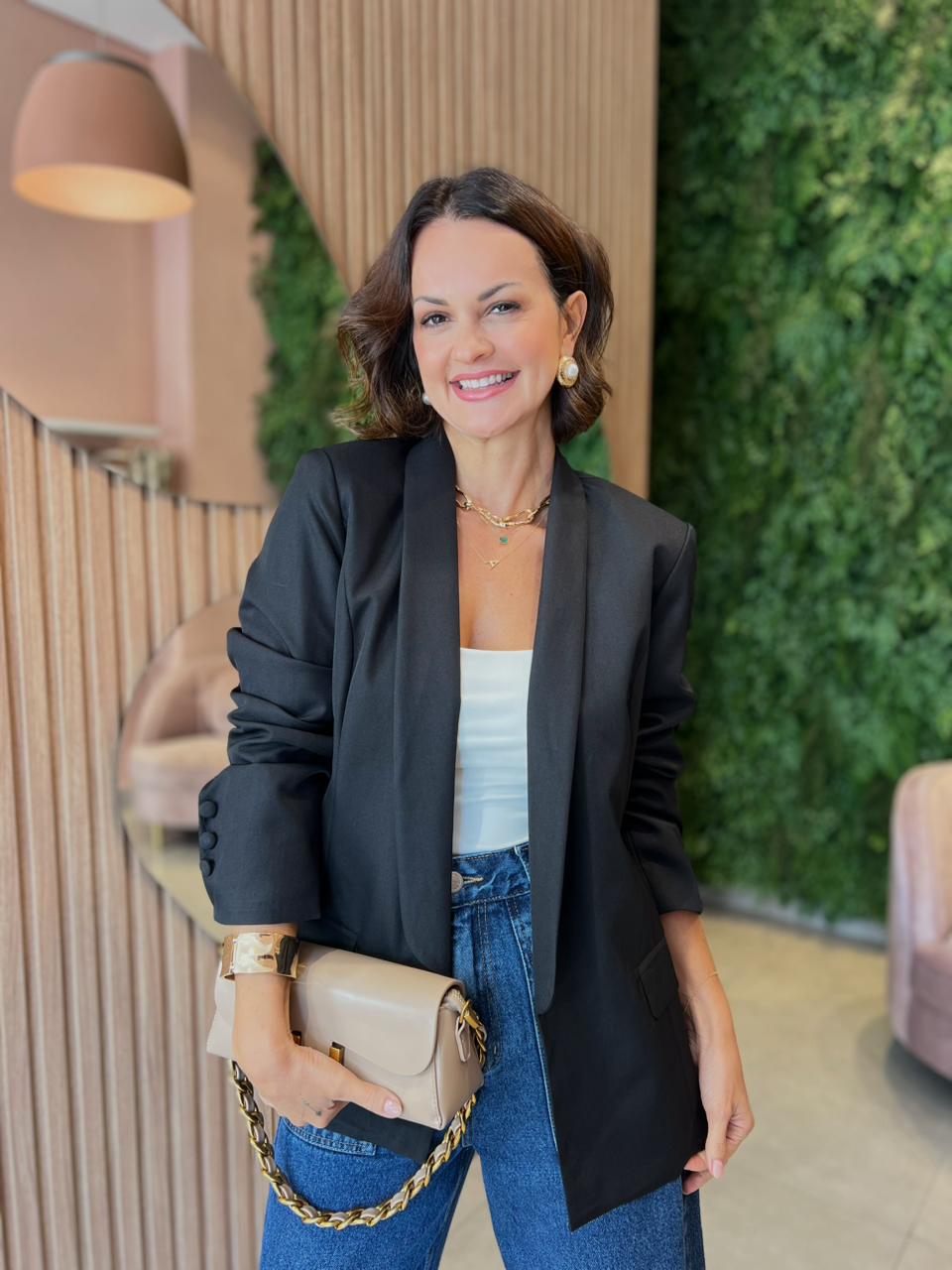 Blazer Oversized sem Botão, Preto