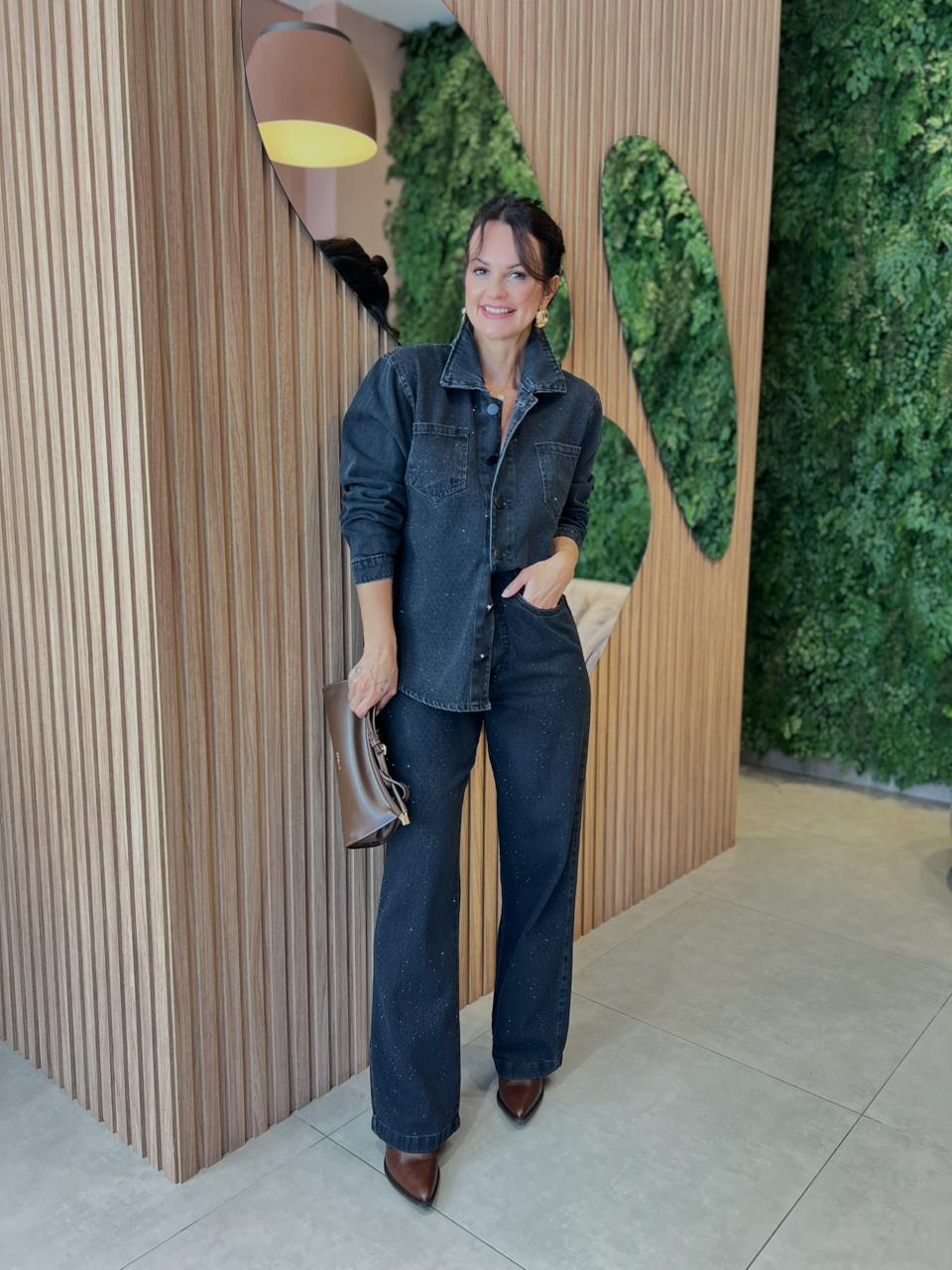 Calça Jeans Black Com Brilho Ozzo